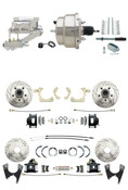 DBK55581012FSLXB-GMFS1-329  - 1955-1958 GM Full Size Front & Rear Power Disc Brake Kit Black Powder Coated Calipers Drilled/Slotted Rotors (Impala, Bel Air, Biscayne) & 8" Dual Chrome Booster Conversion Kit w/ Flat Top Chrome Master Cylinder Left Mou
