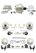 DBK55581012FSLXB-GMFS1-331  - 1955-1958 GM Full Size Front & Rear Power Disc Brake Kit Black Powder Coated Calipers Drilled/Slotted Rotors (Impala, Bel Air, Biscayne) & 8" Dual Chrome Booster Conversion Kit w/ Chrome Master Cylinder Left Mount Disc/