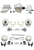 DBK55581012FSLX-GMFS1-329  - 1955-1958 GM Full Size Disc Brake Kit Drilled/Slotted Rotors (Impala, Bel Air, Biscayne) & 8" Dual Chrome Booster Conversion Kit w/ Flat Top Chrome Master Cylinder Left Mount Disc/ Disc Proportioning Valve Kit