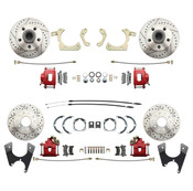 DBK55581012FSLX-R  - 1955-1958 GM Full Size Front & Rear  Disc Brake Kit Red Powder Coated Calipers Drilled/Slotted Rotors (Impala, Bel Air, Biscayne)