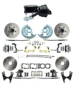 DBK64721012-GM-411  - 1964-1972 GM A Body Front & Rear Power Disc Brake Conversion Kit Standard Rotors w/  8" Dual Powder Coated Black Booster Kit
