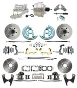 DBK64721012-GM-328  - 1964-1972 GM A Body Front & Rear Power Disc Brake Conversion Kit Standard Rotors w/8" Dual Chrome Flat Top Booster Kit