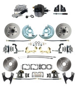 DBK64721012-GM-735  - 1964-1972 GM A Body Front & Rear Power Disc Brake Conversion Kit Standard Rotors w/ 9" Dual Powder Coated Black Booster Kit