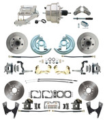 DBK67691012S-GM-328  - 1968-1969 Camaro/ Firebird & 1968-1974 Chevy Nova Front & Rear Power Disc Brake Conversion Kit Standard Rotors w/8" Dual Chrome Flat Top Booster Kit