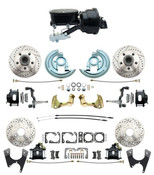 DBK67691012SLXB-GM-415  - 1968-1969 Camaro/ Firebird & 1968-1974 Chevy Nova Front & Rear Power Disc Brake Conversion Kit Drilled & Slotted & Powder Coated Black Calipers Rotors w/  8" Dual Powder Coated Black Booster Kit