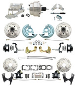 DBK67691012SLXB-GM-328  - 1968-1969 Camaro/ Firebird & 1968-1974 Chevy Nova Front & Rear Power Disc Brake Conversion Kit Drilled & Slotted & Powder Coated Black Calipers Rotors w/8" Dual Chrome Flat Top Booster Kit