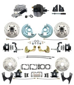 DBK67691012SLXB-GM-735  - 1968-1969 Camaro/ Firebird & 1968-1974 Chevy Nova Front & Rear Power Disc Brake Conversion Kit Drilled & Slotted & Powder Coated Black Calipers Rotors 9" Dual Powder Coated Black Booster Kit