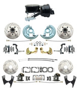 DBK67691012SLX-GM-415  - 1968-1969 Camaro/ Firebird & 1968-1974 Chevy Nova Front & Rear Power Disc Brake Conversion Kit Drilled & Slotted Rotors w/ 8"Dual Zinc Booster Kit w/  8" Dual Powder Coated Black Booster Kit