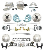 DBK67691012SLX-GM-328  - 1967-1969 Camaro/ Firebird & 1968-1974 Chevy Nova Front & Rear Power Disc Brake Conversion Kit Drilled & Slotted Rotors w/8" Dual Chrome Flat Top Booster Kit