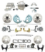 DBK67691012SLX-GM-330  - 1967-1969 Camaro/ Firebird & 1968-1974 Chevy Nova Front & Rear Power Disc Brake Conversion Kit Drilled & Slotted Rotors w/ 8" Dual Chrome Booster Kit