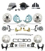DBK67691012SLX-GM-735  - 1968-1969 Camaro/ Firebird & 1968-1974 Chevy Nova Front & Rear Power Disc Brake Conversion Kit Drilled & Slotted Rotors w/ 9" Dual Powder Coated Black Booster Kit