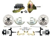 DBK6769DLXB-GM-227  - 1967-1969 F Body 1968-1974 X Body Front Power 2" Drop Disc Brake Conversion Kit Drilled & Slotted & Powder Coated Black Calipers Rotors w/ 11" Delco Style Booster Kit