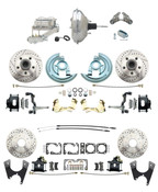 DBK67691012SLXB-GM-343  - 1968-1969 Camaro/ Firebird & 1968-1974 Chevy Nova Front & Rear Power Disc Brake Conversion Kit Drilled & Slotted & Powder Coated Black Calipers Rotors 11" Chrome Booster Kit