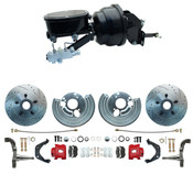 DBK6272LXRB-BB-MP-401 - 1962-1972 Mopar B-Body & E-Body High Performance Big Brake Kit w/ Powder Coated Red Calipers & Booster Kit Tandem Oval Master Cylinder