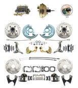 DBK62671012LX-GM-234  - 1962-1967 Nova Power Front & Rear Disc Brake Conversion Drilled Slotted Rotors Kit w/ 9" 3 Stud Booster