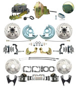 DBK64721012LX-GM-242  - 1964-1972 GM A Body Front & Rear Power Disc Brake Conversion Kit Drilled & Slotted Rotors w/ 9" Delco Stamped Booster Kit & Casting Number Master