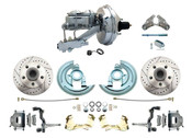 DBK6472LX-GM-340  - 1964-1972 GM A Body Front Power Disc Brake Conversion Kit Drilled/ Slotted Rotors w/ 9" Chrome Booster Kit