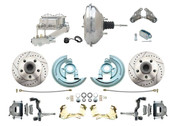 DBK6472LX-GM-342  - 1964-1972 GM A Body Front Power Disc Brake Conversion Kit Drilled/ Slotted Rotors w/ 11" Chrome Booster Kit