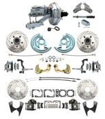 DBK64721012LX-GM-341  - 1964-1972 GM A Body Front & Rear Power Disc Brake Conversion Kit Drilled/ Slotted Rotors w/ 9" Chrome Booster Kit