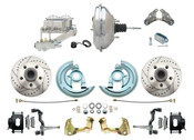 DBK6472LXB-GM-342  - 1964-1972 GM A Body Front Power Disc Brake Conversion Kit Drilled/ Slotted Rotors Powder Coated Black Calipers w/ 11" Chrome Booster Kit