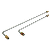 Features tight 90° bends at the master cylinder end
    Both ends of both lines are 3/8"-24 inverted flare nuts
    The longer of the two lines measures app. 12" from the bend to the end