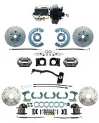 DBK6473-9LX-FD-256-D  - 1967-69 Ford Mustang OE Style Power Front & Rear Disc Brake Conversion Kit Drilled/ Slotted Rotors Automatics Only