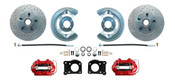 DBK6473LX-R  - 1964.5 - 1973 Mustang Disc Brake Conversion Kit Drilled & Slotted Rotors Red Calipers