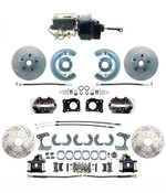 DBK6473-9LXB-FD-250-D  - 1964.5-1966 Ford Mustang Front & Rear Power Disc Brake Conversion Drilled/ Slotted Rotors Black Calipers