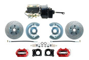 DBK6473-LXR-FD-250  - 1964.5-1966 Ford Mustang Front Power Disc Brake Conversion Red Calipers