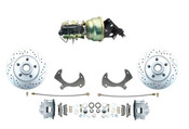 1957-1968 Full Size Ford Disc Brake Kit & Power Booster Conversion Drilled & Slotted Rotors