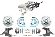 DBK6370DLX-CT-303 1967-1970 Chevy Truck Disc Brake Conversion Kit 6 Lug  9" Dual Chrome Power Booster Conversion Kit Oval Master Drilled & Slotted Rotors