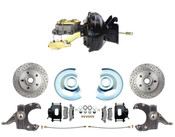 DBK7387DLXB-CT-205 1973-1987 Chevy Truck 11" Dual Power Disc Brake Conversion Wheel Kit Powder Coated Black Calipers