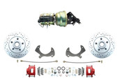 DBK5772LX-R-FD-204 1957-1968 Full Size Ford Disc Brake Kit Drilled/ Slotted Rotors & Red Powder Coated Calipers