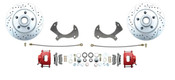 DBK5772LXR- 1957-1968 Full Size Ford Disc Brake Kit Drilled/ Slotted Rotors Red Powder Coated Calipers