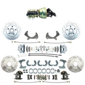 DBK5772LX-9-FD-214 1957-1968 Full Size Ford Front & Rear Disc Brake Kit & Power Booster Conversion Drilled & Slotted Rotors