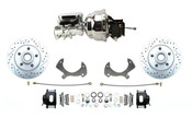 DBK5772LXR-FD-304 1957-1968 Full Size Ford Disc Brake Kit Drilled/ Slotted Rotors & Black Powder Coated Calipers Chrome Booster Conversion Kit