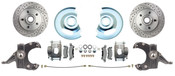 DBK7387DLX- 1973-1987 Chevy Truck 2.5" Drop Disc Brake Conversion Kit Dilled & Slotted Rotors