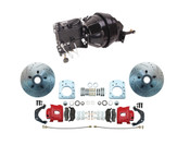 DBK5771LXR-MP-715 1959-1971 Early Model Dodge D100 Power Disc Brake Kit Drilled & Slotted Rotors Red Calipers