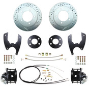 DBKAMC20LX-B- 1976-1986 CJ5 Rear Disc Brake Kit w/ Drilled & Slotted Rotors Black PC Calipers