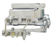 MCK113BM - Universal Chrome Flat Top Master Cylinder w/ Bottom Mount Disc/ Drum Proportioning Valve