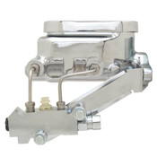 MCK113LM - Universal Chrome Flat Top Universal Master Cylinder w/ Left Mount Disc/ Drum Proportioning Valve