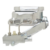 MCK113DLM - Universal Chrome Flat Top Universal Master Cylinder w/ Left Mount Disc/Disc Proportioning Valve