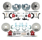 DBK6272834A-40-R - 1962-1972 Mopar A Body Small Bolt Pattern Standard Disc Brake Conversion Kit w/ Powder Coated Red Calipers