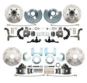 DBK6272834A-45LX - 1962-1972 Mopar A Body Front & Rear Large Bolt Pattern Disc Brake Conversion Kit w/ Drilled & Slotted Rotors