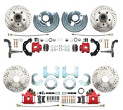 DBK6272834LXR - 1962-1972 Mopar B&E High Performance Disc Brake Conversion Kit w/ Red Powder Coated Calipers
