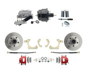 DBK5558R-GMFS1-709-1955-1958 GM Full Size Disc Brake Kit w/ 8" Dual Powder Coated / Aluminum Booster Conversion Kit (Impala, Bel Air, Biscayne)