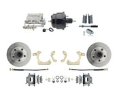 DBK5558-GMFS1-710-1955-1958 GM Full Size Disc Brake Kit w/ 8" Dual Powder Coated / Aluminum Chrome Booster Kit