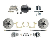 DBK5558-GMFS1-712-1955-1958 GM Full Size Disc Brake Kit w/ 8" Dual Powder Coated / Aluminum Chrome Booster Kit