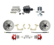 DBK5558R-GMFS1-710-1955-1958 GM Full Size Disc Brake Kit w/ 8" Dual Powder Coated / Aluminum Chrome Booster Kit