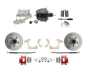 DBK5558R-GMFS1-711-1955-1958 GM Full Size Disc Brake Kit w/ 8" Dual Powder Coated / Aluminum Chrome Booster Kit
